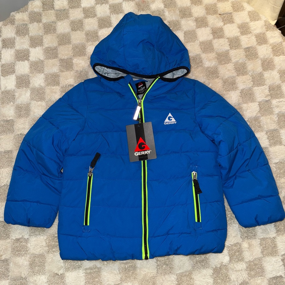 Gerry Blue‎ Hooded Jacket with Neon Accents boys new